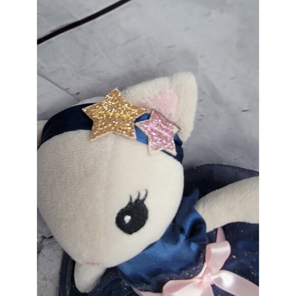 H&M Ballerina Kitty Cat In Navy Blue Gold Sparkly Dress Stuffed Animal Plush 8” - Picture 2 of 7